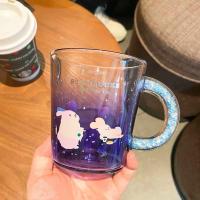 ราคา Starbucks ถ้วยน้ำดวงจันทร์กระต่ายชิมแก้วของขวัญแก้วกาแฟพร้อมด้ามจับเพชร (20028869167)