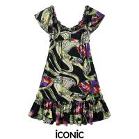 ราคา iCONiC REDY ICHIOKU 5830 ชุดเดรสสั้น ผ้ายืดญี่ปุ่น พิมพ์ลาย อก32 40 สะโพก46 ยาว37 ตัดต่อระบาย ชุดเดรส เสื้อผ้าผญ เดรสไฮโซ เดรสออกงาน (19080769220)