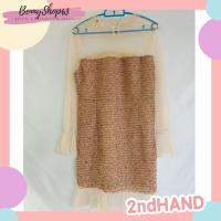ราคา พร้อมส่ง มือสอง เดรสสีชมพู แขนซีทรู (17296967337)