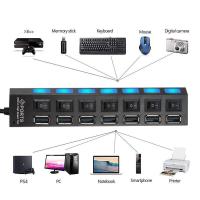 ราคา ช่องต่อ USB HUB High Speed USB 2 0 Hub 4 7 Port พร้อมสวิตซ์ ไฟLED แบบ4 7ช่อง For Laptop Computer Accessories HUB USB Adapter (12246871331)