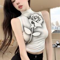 ราคา Ladateens พร้อมส่ง เสื้อครอปแขนกุดลายดอกกุหลาบ ทรงสวยแซ่บจึ็งสุดๆ M5928 (20903146349)