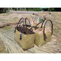 ราคา กระเป๋ากระจูดสะพาย ใส่มุมบุผ้าเก๋ๆ ขนาด15 7 9 (13734869142)