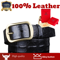 ราคา ผู้ชาย100 ของแท้เข็มขัดหนังเข็มขัดหนังวัวจระเข้รูปแบบสายรัดเอว (7500344930)