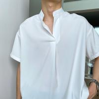 ราคา เสื้อเชิ้ตผ้าไหมน้ำแข็งผู้ชายแขนสั้นคอตั้งสีขาวหลวมบางสบายๆ 2022 ฤดูร้อนเกาหลี เสื้อเชิ้ตคอจีน เสื้อเชิ้ตผู้ชาย เสื้อเชิตชาย เสื้อเชิ้ตชาย (14763946122)