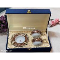ราคา ชุดกาแฟเบญจรงค์ espresso คู่ ในกล่องผ้าไหม TWO cups and saucers for espresso in silk box by JJ Benjarong (8002707003)