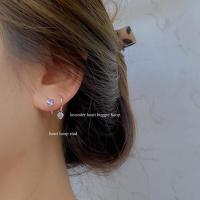 ราคา SissyJewelry ต่างหูเงินแท้ ต่างหูห่วง huggie hoop พลอยหัวใจ cz 4 สี rosegold plated (14205994549)