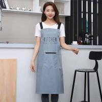 ราคา ผ้ากันเปื้อนหนัง PU แฟชั่นผ้ากันเปื้อนกันน้ำและกันน้ำมันเอวยาวแขนกุด (16031432107)