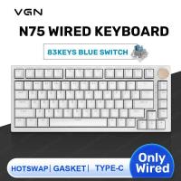 ราคา คีย์บอร์ดโปร N75 Vgn แท้82คีย์ Tri Mode บลูทูธไร้สาย2 4G Hotswap แบบมีสายอุปกรณ์เสริมสำหรับคีย์บอร์ดแบบกลไกของขวัญเกมส์ Pc (20706145438)