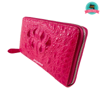 ราคา กระเป๋าสตางค์ซิปเดี่ยวใบยาวสีชมพู สไตล์ซิปรอบ หนังจระเข้แท้100 หัวเต็ม ใส่ธนบัตร การ์ด เหรียญ ควรค่าแก่การครอบครอง (17242559708)
