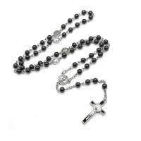 ราคา Saint Benedict สีดำ Gallstone สร้อยคอคาทอลิกสวดมนต์ลูกปัดสีดำคุณภาพสูง Christ สวดมนต์สร้อยคอ (16700914334)
