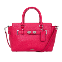 ราคา กระเป๋าถือ COACH แท้ รุ่นหรู หนังแท้ หนังนิ่ม ใบเล็ก น่ารัก สวยมาก มีสายยาว รุ่นหายาก มีหมุดที่ฐาน COACH 55665 BLAKE CARRYALL 25 IN BUBBLE LEATHER TRUE RED (11910710751)