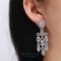 ราคา Neriza Jewelry ต่างหูระย้าออกงานเพชรสังเคราะห์ ประกายเทียบเท่าเพชรแท้ NE041 (12116412395)