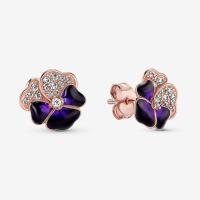 ราคา 14k Rose Gold Deep Purple Pansy Flower Stud Earrings 925 Sterling Silver Zirconia Flower Earring Jewelry For Women (20983513394)