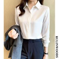 ราคา RULINWOODS เสื้อเชิ้ตผู้หญิงสีขาว เสื้อเชิ้ตแขนยาว เสื้อเชิ้ตออฟฟิศ (20307725358)