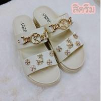 ราคา รองเท้าแตะแฟชั่น แต่งอะไหล่สีทอง เพชรวิ้งๆ พื้นหนา 5 ซม นุ่ม ใส่สบาย (18473802778)