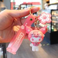 ราคา Sakura Sanrio Figurine Keychain สีชมพู Hello Kitty Melody Kuromi รุ่น PVC ของเล่น Kt Cat Brinquedos วงแหวนของเล่น (21170720050)
