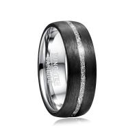 ราคา BONLAVIE 8mm Width Mens Tungsten Carbide Ring Inlaid Carbon Fiber Imitation Vermiculite Tungsten Steel Ring High Polished Comfort Fit Size 7 12 (19996713442)