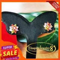 ราคา INSPIRE JEWELRY ต่างหูทับทิมชาตั้มพลอยนพเก้า พลอยโกเมนสีส้มฯลฯ ฝังหนามเตย หุ้มทองแท้ 100 or gold plated (105910629)