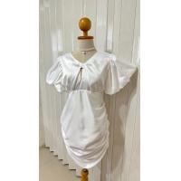 ราคา เดรสโบว์หน้าด้านข้างจับจีบสวยมากใส่ออกงารได้สบายๆค่ะ (19184057805)