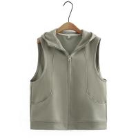 ราคา มีไซส์ใหญ่ Plus Size XL 4XL Womens Hooded Spring Autumn Vests Solid Color Zip Up Female Outerwear with Pockets (19923452981)