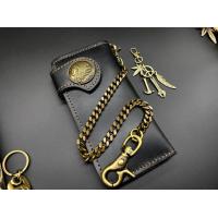 ราคา กระเป๋าสตางค์หนังแท้ โซ่ทองเหลืองแท้ กระเป๋าใบยาว กระเป๋าวินเทจ หนังวัวแท้ สีดำ โซ่ทองเหลืองแท้ พวงกุญแจ 01 (1890438711)