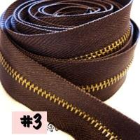 ราคา 1pcs 3 ซิป ซิปตัด ซิปควิลท์ ซิปฟันเหล็ก ซิปโลหะ ซิปหลา ฟันทองเหลืองรมดำ เบอร์ 3 สีน้ำตาลเข้ม ไม่มีหัวซิป มีหลายขนาดให้เลือก (4573946133)