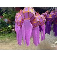 ราคา โคมล้านนา แบบผ้า สีม่วง ขนาด6นิ้ว โคมไฟ โคมแขวน สำหรับบูชา หรือประดับประดา (14493054864)