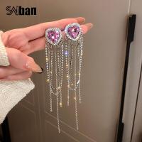 ราคา 925 เงินเข็มเพชรรักต่างหูพู่ยาวต่างหูยุโรปและอเมริกาที่เกินจริง925 Silver Needle Diamond Love Tassel Earrings European and American Exaggerated Long Earrings (10272047373)