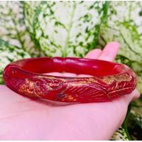 ราคา กำไลพระสมเด็จโตลายมังกรโบราณเนื้อหยกแดงกำไลเนื้อหยก (20503737325)