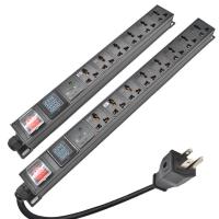 ราคา ปลั๊กไฟ pdu Power Distribution Unit Surge Protection 2 20 Ways universal Socket US PLUG 2M Extended wire (18832623016)