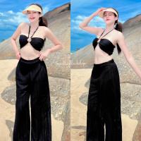 ราคา Ppickme Set 2 pcs เสื้อเกาะอกแต่งห่วงคล้องสีทอง ด้านหลังเป็นสม็อคนะคะ คู่กางเกงขากระบอก (19951940456)