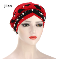 ราคา Jilan หมวกฮิญาบสำหรับผู้หญิงมุสลิมหมวกคนทำคีโมหมวกถักลูกปัดผ้าโพกหัวมุสลิมหมวกคลุมผมร่วง (10243812354)