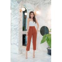 ราคา กางเกงขายาว ทรงเกาหลี ทรงบอย 8ส่วน กระบอกเล็ก มี2ตะขอเอวป้ายจีบหน้าใส่งานได้ค่ะ (15286498795)