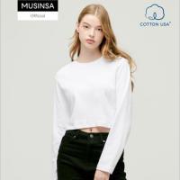 ราคา MUSINSA STANDARD WOMENS CREW NECK CROP LONG SLEEVE T SHIRT WHITE (21050651465)