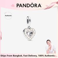 ราคา 925 sterling silver Pearlescent White Heart Mum Double Dangle Charm fit Snake Chain bracelet women fashion jewelry Mothers Day gift for Mom (18573398744)