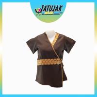 ราคา เสื้อนวดสปา ชุดสปา ชุดไทย เสื้อลายไทย เสื้อคอวี ลายไทยคาดเอว ผ้าโซล่อน (7370752469)