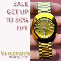 ราคา นาฬิกาข้อมือแฟชั่น นาฬิกาข้อมือแบรนด์ Us submarine นาฬิกาข้อมือหรูหรา นาฬิกาข้อมือผู้ชาย GOLD กันน้ำ100 (12297162996)
