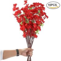 ราคา 10Pcs Spring Peach Blossom Cherry Plum Bouquet Branch Silk FlowerArtificial Flowers Fake Flower for Wedding Home Office Party Hotel Table Decoration (19227503851)