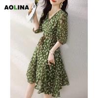 ราคา AOLINA ชุดเดรสสีตัดกันย้อนยุคของผู้หญิงเดรสชุดเดรสใส่ได้ทุกโอกาสสัมผัสดีไซน์ปลายกระโปรงทรงหางปลาฤดูร้อน (19989434611)