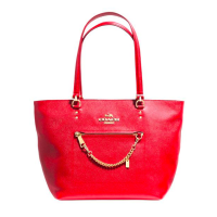 ราคา กระเป๋าถือ Coach แท้ ทรง Tote หนังแท้ ฟอกแบบกันรอยขีดข่วน ใบใหญ่ เบา มีซิปปิดด้านบน ทรงสวย ใช้งานง่าย COACH 34817 TOWN CAR TOTE IN CROSSGRAIN LEATHER Red (12103365781)