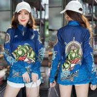 ราคา เสื้อตกปลา JK THAILAND ลาย PEACOCK BASS สีน้ำเงิน ป้องกันรังสี UV 80 90 สีไม่ตก แห้งเร็ว (7912614925)