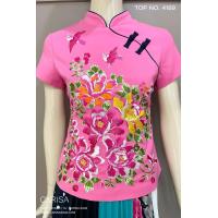 ราคา เสื้อคอจีน เสื้อผู้หญิง Carisa งานปักดอกไม้ ผ้าคอตตอลผสมสเปนเด็กซ์เนื้อดีมาก ซิปหลังและซิปข้าง 4189 (12274388931)