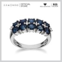 ราคา Gemondo แหวนเงินแท้ 925 ประดับไพลินกาญจนบุรี Kanchanaburi ฺBlue Sapphire ดีไซน์ดอกเดลฟินเนียม (5878056645)