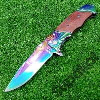 ราคา มีดพับ มีดพก Browning บราวนิ่ง No FA29 1 มีดพับใบรุ้ง สันทำกันลื่น ใบ 3 7 นิ้ว ด้ามไม้แท้ เจาะรูร้อยเชือกที่ด้ามจับ ระบบล็อค Liner Lock ใบชุบสีรุ้ง มีดพับเดินป่า ทำครัว พกใช้งาน ดีไซน์สวยงาม ทำครัว ตั