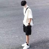 ราคา Hanlu แจ็คเก็ตแขนสั้นผู้ชาย Polo เสื้อยืดเสื้อเชิ้ตลำลองสีขาวเสื้อเชิ้ตญี่ปุ่น (19266860474)