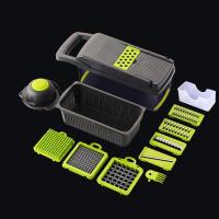 ราคา Onion Chopper Mutilfunctional Vegetable Chopper Dicer Slicer Cutter French Fry Cutter Food Chopper With Container 7 Blades (11719318404)