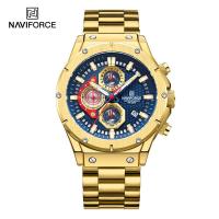 ราคา นาฬิกา NAVIFORCE สำหรับผู้ชายนาฬิกาข้อมือกันน้ำนาฬิกากีฬาหยุดวันที่สแตนเลสสตีลของแท้ขาตั้งกล้อง8026 (21030712502)