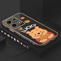 ราคา เคส Infinix Series สำหรับ Infinix Note 30 4G Infinix Note 30 5G Infinix Note 30 Pro เคสฟรีสายคล้อง การ์ตูนหมีพูโชคดีลวดลายขอบสี่เหลี่ยมปลอกหุ้มชุบหรูหราเคสโทรศัพท์นิ่ม (19552236794)