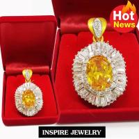 ราคา INSPIRE JEWELRY จี้พร้อมเป็นเข็มกลัดได้ในตัว พลอยบุษราคัมล้อมเพชรหลอด ลายตามที่โชว์ ลายโบราณ อนุรักษ์ไทย สวยงามมาก ปราณีต ฝังหนามเตย งานจิวเวลลี่ทั้งหมด ใช้ตกแต่งเสื้อผ้าไทย ชุดไทย ผ้าสไบ หรือใส่ประดั