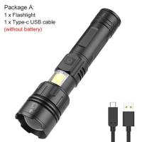 ราคา Asafee 5898 XHP70 COB LED 1500LM Tactical Flashlight Lamp 300M Range Telescopci Zoom Torch Rechargeable Input Output Power Display SOS Red Light IPX4 Waterproof (20660498256)